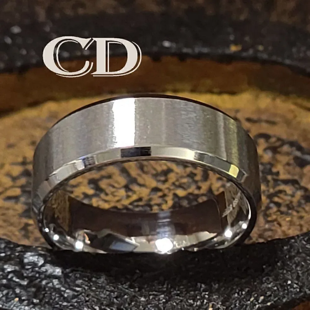 Men's Traditional Silver Promise Ring - Step Edges Guys Pinky Promise Ring - Picture 1 of 10